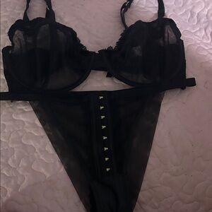 Victoria's Secret Sheer Black Lace Bra Set